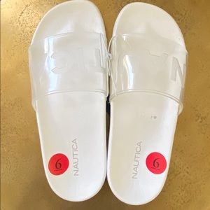 Nautica white/clear woman 6 flipflop slide sandal